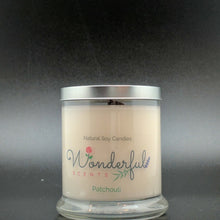 Load image into Gallery viewer, 12.5 oz Patchouli Soy Wax Status Jar Tin Lid