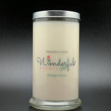 Load image into Gallery viewer, 21 oz Orange Clove Soy Wax Cotton Wick Status Jar Candle