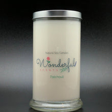Load image into Gallery viewer, 21 oz Patchouli Soy Wax Cotton Wick Status Jar Candle