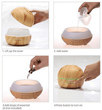 Load image into Gallery viewer, 300ml Wood Grained Essential Oil Diffuser with 7 Color LED
