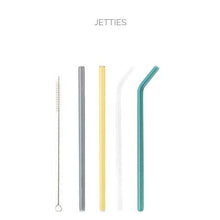 Load image into Gallery viewer, Mixed Set of 4 Glass Straws - 2 Straight+ 2 Bent Classic Straws + Brush - Give Back Goods