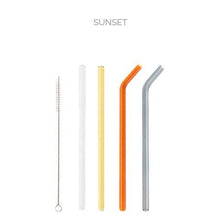 Load image into Gallery viewer, Mixed Set of 4 Glass Straws - 2 Straight+ 2 Bent Classic Straws + Brush - Give Back Goods