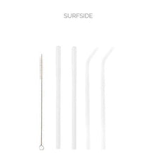Load image into Gallery viewer, Mixed Set of 4 Glass Straws - 2 Straight+ 2 Bent Classic Straws + Brush - Give Back Goods