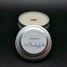 Load image into Gallery viewer, 6 oz Soy Wax Travel Tin Relaxation Candles With Wood Wick