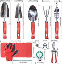 Load image into Gallery viewer, Garden Tools Set of 12 with Gardening Gloves, Pruning Shear and 7 Piece Stainless Steel Hand Digging Tool Heavy Duty Kit