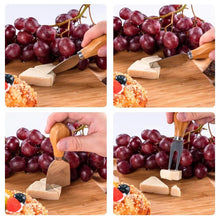 Load image into Gallery viewer, Slate Centerpiece Wood Charcuterie Platter Serving Meat Board with Slide-Out Drawer with 4 Stainless Steel Cheese Knife Set For Cook Lovers