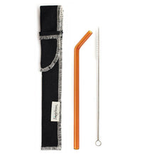 Load image into Gallery viewer, SIngle Bent Glass Straw Set in Sleeve with brush (lots of colors) - Give Back Goods