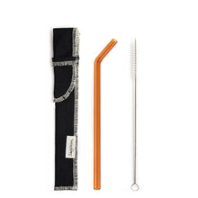 Load image into Gallery viewer, SIngle Bent Glass Straw Set in Sleeve with brush (lots of colors) - Give Back Goods