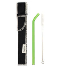 Load image into Gallery viewer, SIngle Bent Glass Straw Set in Sleeve with brush (lots of colors) - Give Back Goods