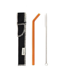Load image into Gallery viewer, SIngle Bent Glass Straw Set in Sleeve with brush (lots of colors) - Give Back Goods