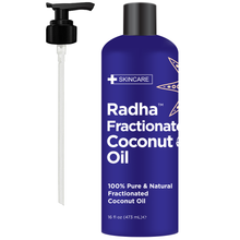 Load image into Gallery viewer, 100% Pure Radha Fractionated Coconut Oil Pressed Moisturizing Anti-Aging Treatment for Face Skin Hair Men & Women