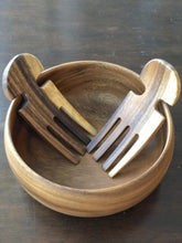 Load image into Gallery viewer, Acacia Wood 10" Calabash Salad Bowl Set with Acacia Salad Hand Servers- Fair Trade and Sustainably Harvested - Give Back Goods