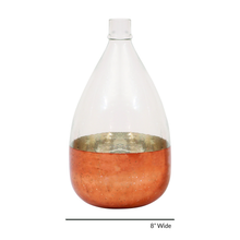 Load image into Gallery viewer, 14.5" Clear Glass Balloon Flower Vase with Antique Copper Bottom, Width