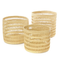 Load image into Gallery viewer, 3 Lace Basket Bins, Handwoven- Elephant Grass Beauty And For Home Decorations