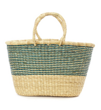 Load image into Gallery viewer, Handwoven Bolga Aqua Striped Tote Basket Beauty And For Home Decorations