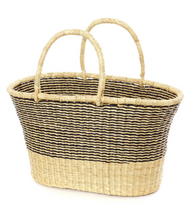 Load image into Gallery viewer, Handwoven Bolga Black Striped Tote Basket Fair Trade & Eco-Friendly Decoration For Home Lovers