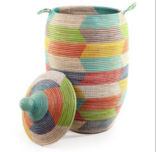 Load image into Gallery viewer, Tall Handwoven Multi-Colored Storage Basket Beauty And For Home Decorations