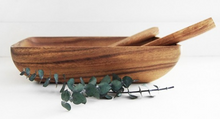 Load image into Gallery viewer, Acacia Wood Rectangle Salad Bowl Set with Salad Servers, Fair Trade & Sustainably Harvested - Give Back Goods