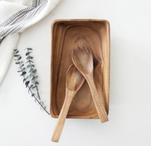 Load image into Gallery viewer, Acacia Wood Rectangle Salad Bowl Set with Salad Servers, Fair Trade & Sustainably Harvested - Give Back Goods
