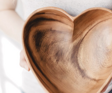 Load image into Gallery viewer, 2 Acacia Wood Heart Bowl Set, 6" & 10" Bowls - Fair Trade & Sustainably Harvested - Give Back Goods