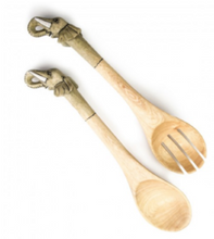 Load image into Gallery viewer, Hand crafted Elephant Salad Servers- Fair Trade - 10% goes to help animal conservation in Africa! - Give Back Goods