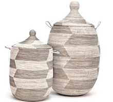 Load image into Gallery viewer, Prayer Mat Hamper Storage Basket - Silver and White - Fair Trade- Eco-Friendly - Give Back Goods