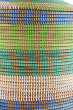 Load image into Gallery viewer, Prayer Mat Hamper Storage Basket - Blue/Green - Fair Trade- Eco-Friendly - Give Back Goods