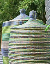Load image into Gallery viewer, Prayer Mat Hamper Storage Basket - Blue/Green - Fair Trade- Eco-Friendly - Give Back Goods