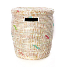 Load image into Gallery viewer, Confetti Handwoven Cattail Stalk Hamper Laundry Storage Basket, white or brown, Fair Trade - Give Back Goods
