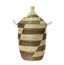 Load image into Gallery viewer, Set of Three Handwoven Black & Beige Hamper Baskets, Fair Trade - Give Back Goods