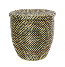Load image into Gallery viewer, Black Checkerboard laundry Hamper Basket - Fair Trade, Eco-Friendly - Give Back Goods