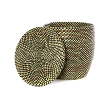 Load image into Gallery viewer, Black Checkerboard laundry Hamper Basket - Fair Trade, Eco-Friendly - Give Back Goods