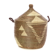Load image into Gallery viewer, Brown & Cream Handwoven Cattail Decorative Storage Basket, Fair Trade - Give Back Goods