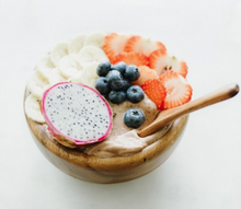 Load image into Gallery viewer, Set of 4- Acacia Wood 6" "Smoothie" Bowl & Spoon- Fair Trade and Sustainably Harvested - Give Back Goods