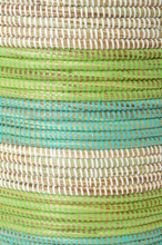 Load image into Gallery viewer, Aqua Green & White Hamper Laundry Storage Basket- Fair Trade, Eco-Friendly - Give Back Goods