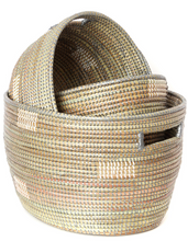 Load image into Gallery viewer, Set of 3 Handmade Grey Pixel Nesting Sewing Baskets, Fair Trade, Eco-Friendly - Give Back Goods