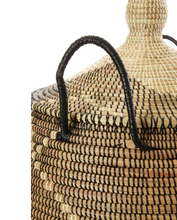 Load image into Gallery viewer, Large Handcrafted Black & Cream Diamond Hamper Decorative Storage Basket - Fair Trade, Eco-Friendly - Give Back Goods