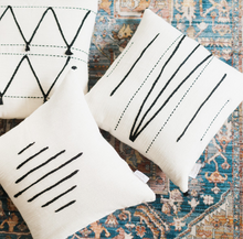 Load image into Gallery viewer, 18" x 18" Tunisian Pillow, Hand Woven & Embroidered Cotton, Eco-Friendly, Fair Trade - Give Back Goods