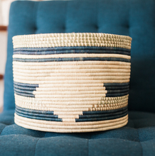 Load image into Gallery viewer, Hand-Woven Raffia Baskets, Natural & Navy, Eco-Friendly, Fair Trade - Give Back Goods
