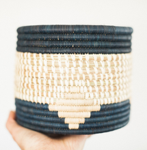 Load image into Gallery viewer, Hand-Woven Raffia Baskets, Natural & Navy, Eco-Friendly, Fair Trade - Give Back Goods