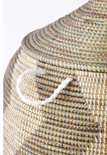 Load image into Gallery viewer, Extra Large Handwoven Silver & White Zig Zag Hamper Storage Basket, Fair Trade - Give Back Goods