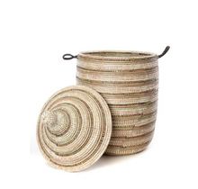 Load image into Gallery viewer, Handwoven, Large Black, Silver & White Striped Laundry Hamper Basket,Fair Trade - Give Back Goods