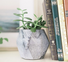 Load image into Gallery viewer, Marble geometric planter, (grey or white)- Ethically made & Fair Trade - Give Back Goods