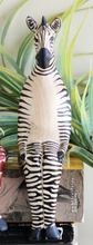 Load image into Gallery viewer, Hand Carved Sitting Giraffe, Zebra & Elephant Set, 10% helps animal conservation in Africa! - Give Back Goods