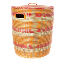 Load image into Gallery viewer, Handwoven, Orange, Red & Cream Hamper Laundry Storage Basket, Fair Trade - Give Back Goods