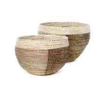 Load image into Gallery viewer, Set of Two Handmade Nesting Baskets (White,Brown, Silver) Fair Trade - Give Back Goods