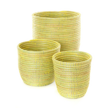 Load image into Gallery viewer, Set of 3 Handwoven Yellow Planter Baskets, Fair Trade, Eco-Friendly - Give Back Goods