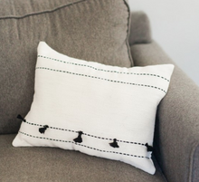 Load image into Gallery viewer, 16" Tasseled Tunisian Pillow, Hand Woven & Embroidered Cotton Eco-Friendly Decoration For Home Lovers