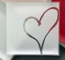 Load image into Gallery viewer, 13" Recycled Etched Glass Heart Plates Help Habitat For Humanity Beauty And Health For Cookers