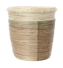 Load image into Gallery viewer, Brown, Silver and White Handwoven Cattail Flat Lid Storage Basket Beauty And For Home Decorations